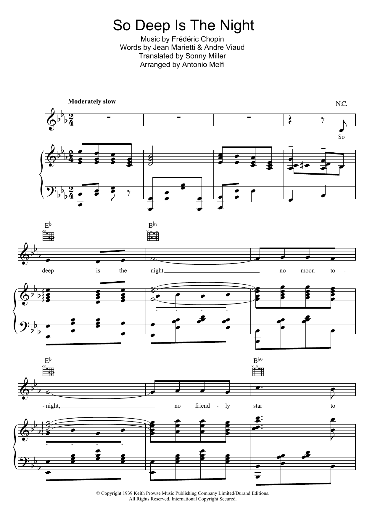 Download Yvette Darnac So Deep Is The Night Sheet Music and learn how to play Piano, Vocal & Guitar (Right-Hand Melody) PDF digital score in minutes
