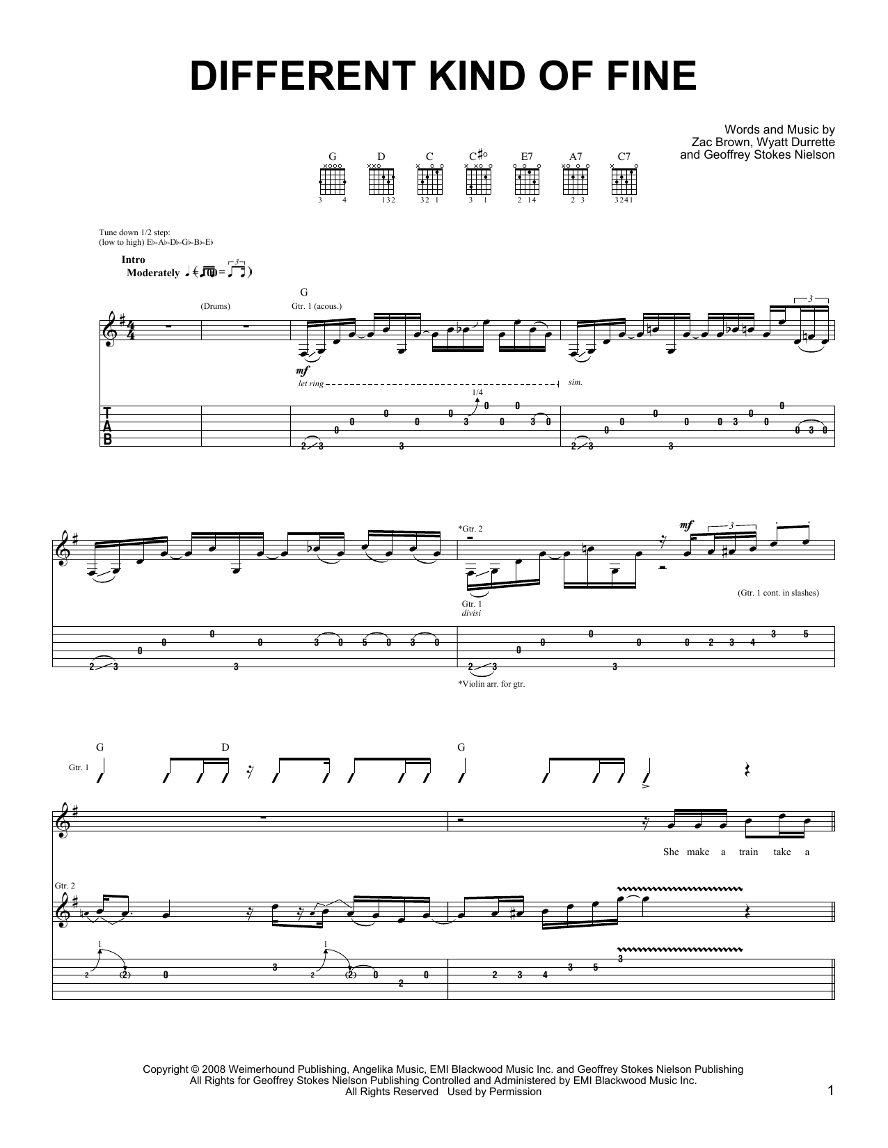 Download Zac Brown Band Different Kind Of Fine Sheet Music and learn how to play Lyrics & Chords PDF digital score in minutes