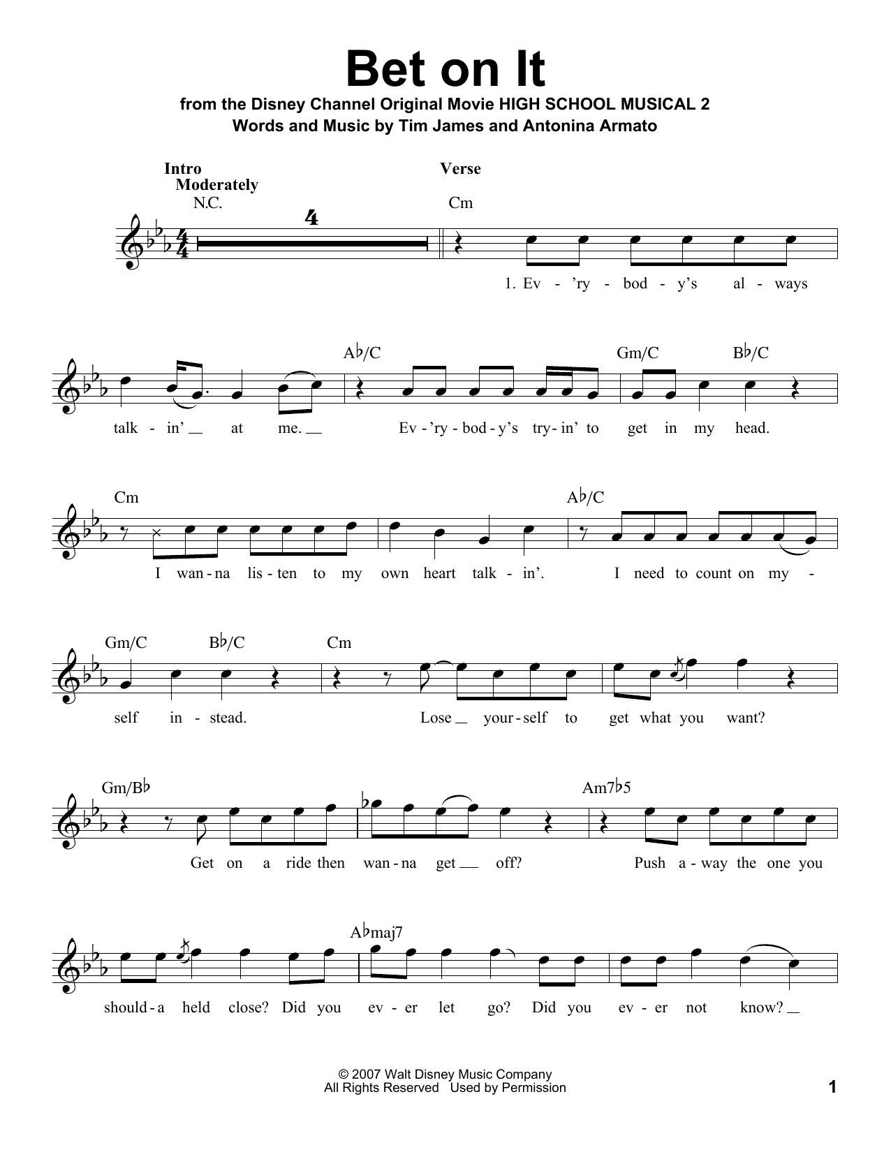 Download Zac Efron Bet On It Sheet Music and learn how to play Voice PDF digital score in minutes