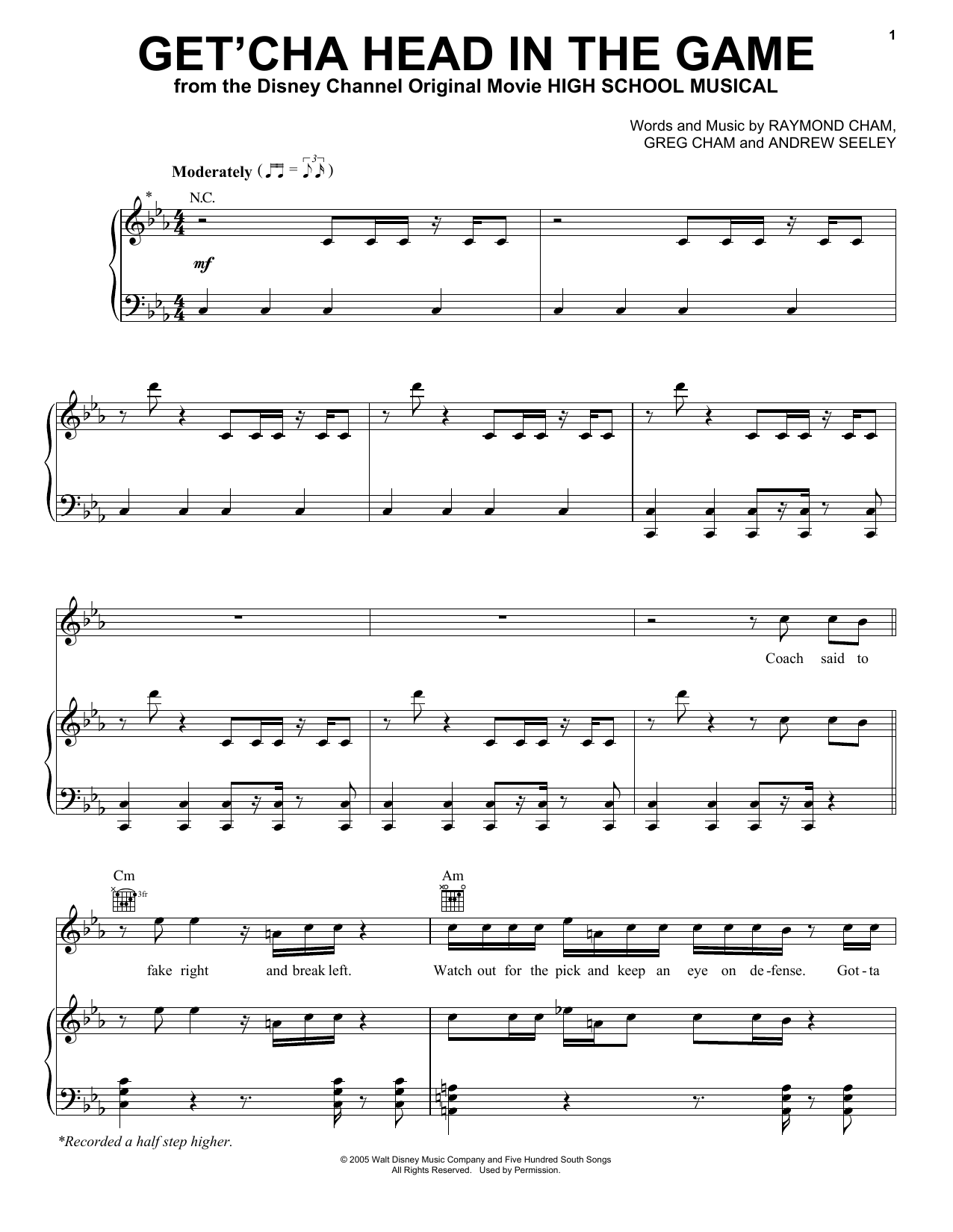 Download Zac Efron Get'cha Head In The Game Sheet Music and learn how to play Easy Guitar Tab PDF digital score in minutes