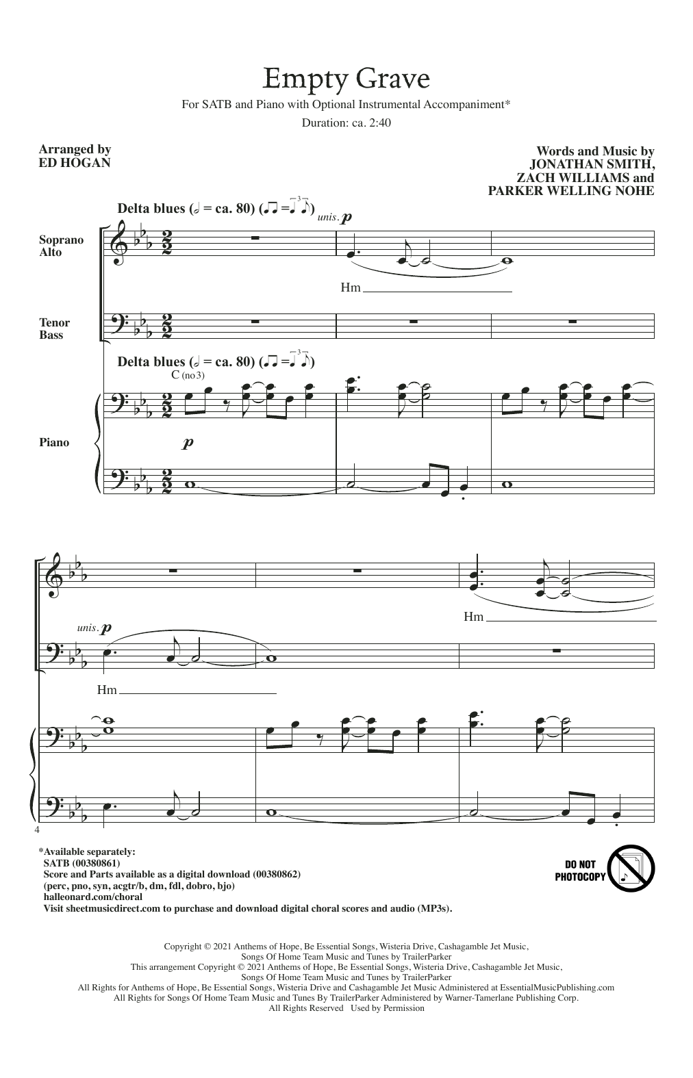Download Zach Williams Empty Grave (arr. Ed Hogan) Sheet Music and learn how to play SATB Choir PDF digital score in minutes