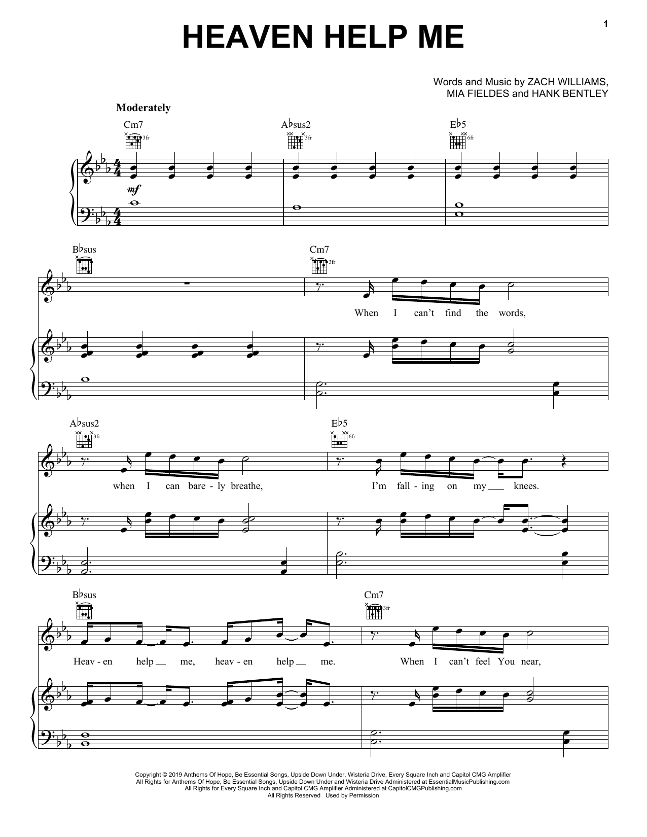 Download Zach Williams Heaven Help Me Sheet Music and learn how to play Piano, Vocal & Guitar Chords (Right-Hand Melody) PDF digital score in minutes