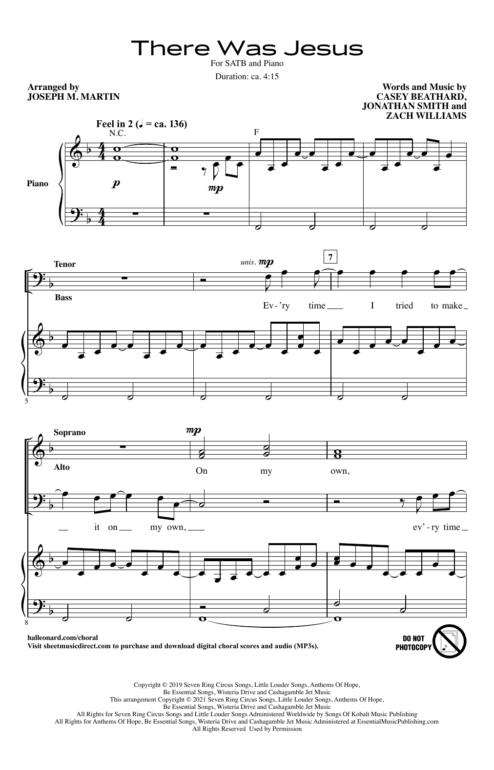 Download Zach Williams There Was Jesus (feat. Dolly Parton) (arr. Joseph M. Martin) Sheet Music and learn how to play SATB Choir PDF digital score in minutes
