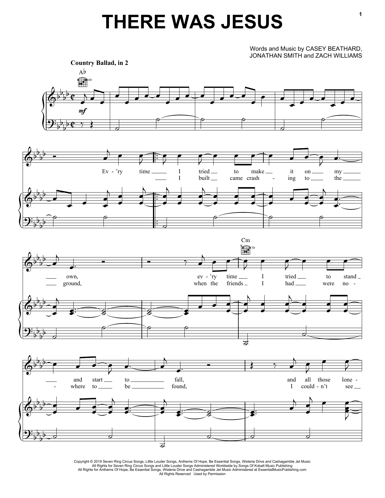 Download Zach Williams There Was Jesus (feat. Dolly Parton) Sheet Music and learn how to play Piano, Vocal & Guitar Chords (Right-Hand Melody) PDF digital score in minutes