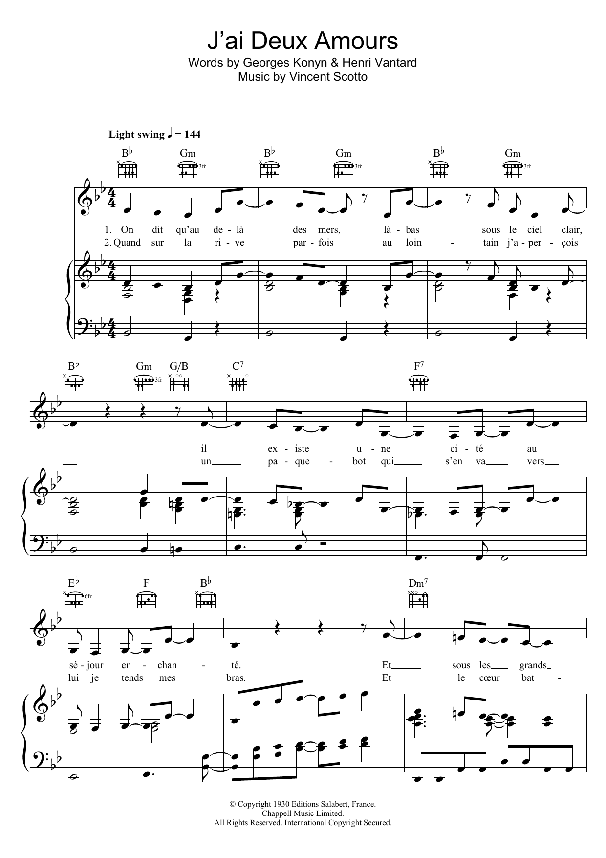 Download Zaz J'ai Deux Amours Sheet Music and learn how to play Piano, Vocal & Guitar (Right-Hand Melody) PDF digital score in minutes