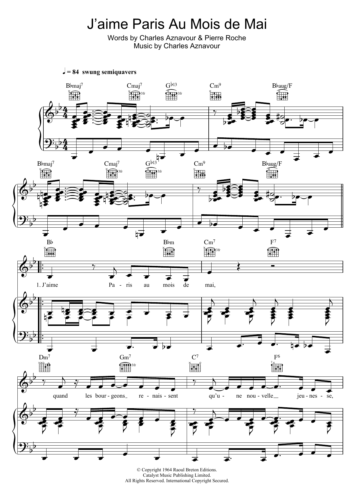Download Zaz J'aime Paris Au Mois De Mai Sheet Music and learn how to play Piano, Vocal & Guitar (Right-Hand Melody) PDF digital score in minutes