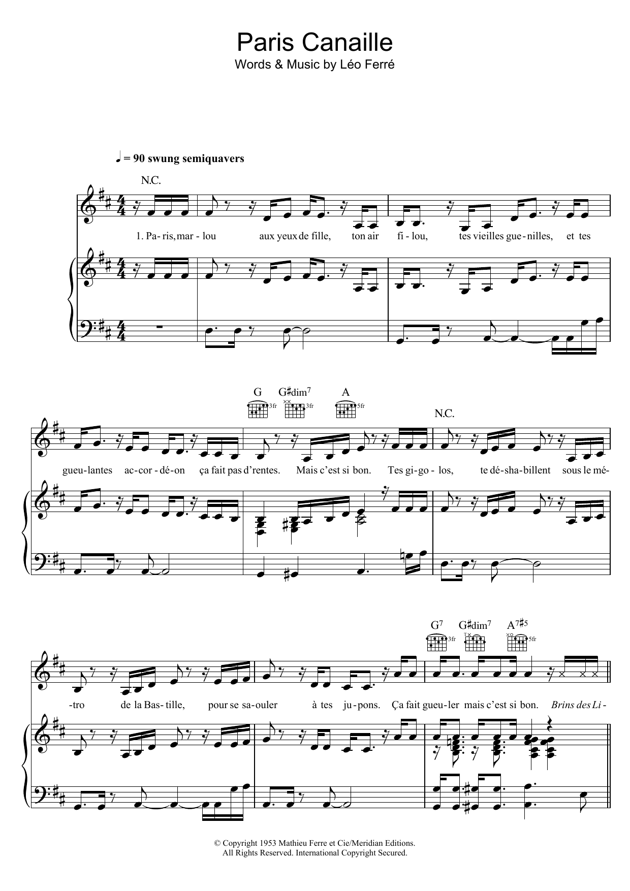 Download Zaz Paris Canaille Sheet Music and learn how to play Piano, Vocal & Guitar (Right-Hand Melody) PDF digital score in minutes