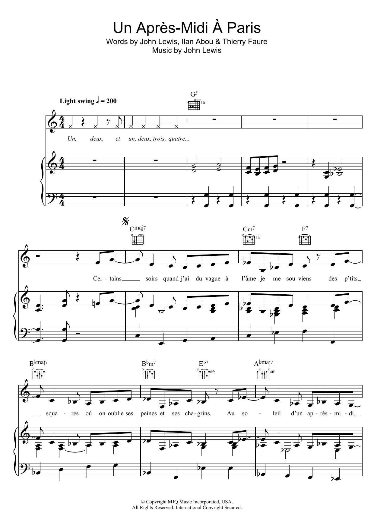 Download Zaz Paris, L'après-Midi Sheet Music and learn how to play Piano, Vocal & Guitar (Right-Hand Melody) PDF digital score in minutes