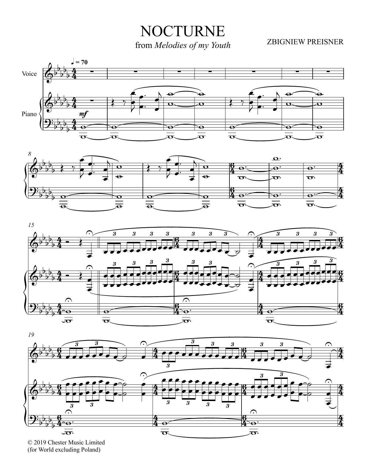 Download Zbigniew Preisner Nocturne Sheet Music and learn how to play Piano & Vocal PDF digital score in minutes