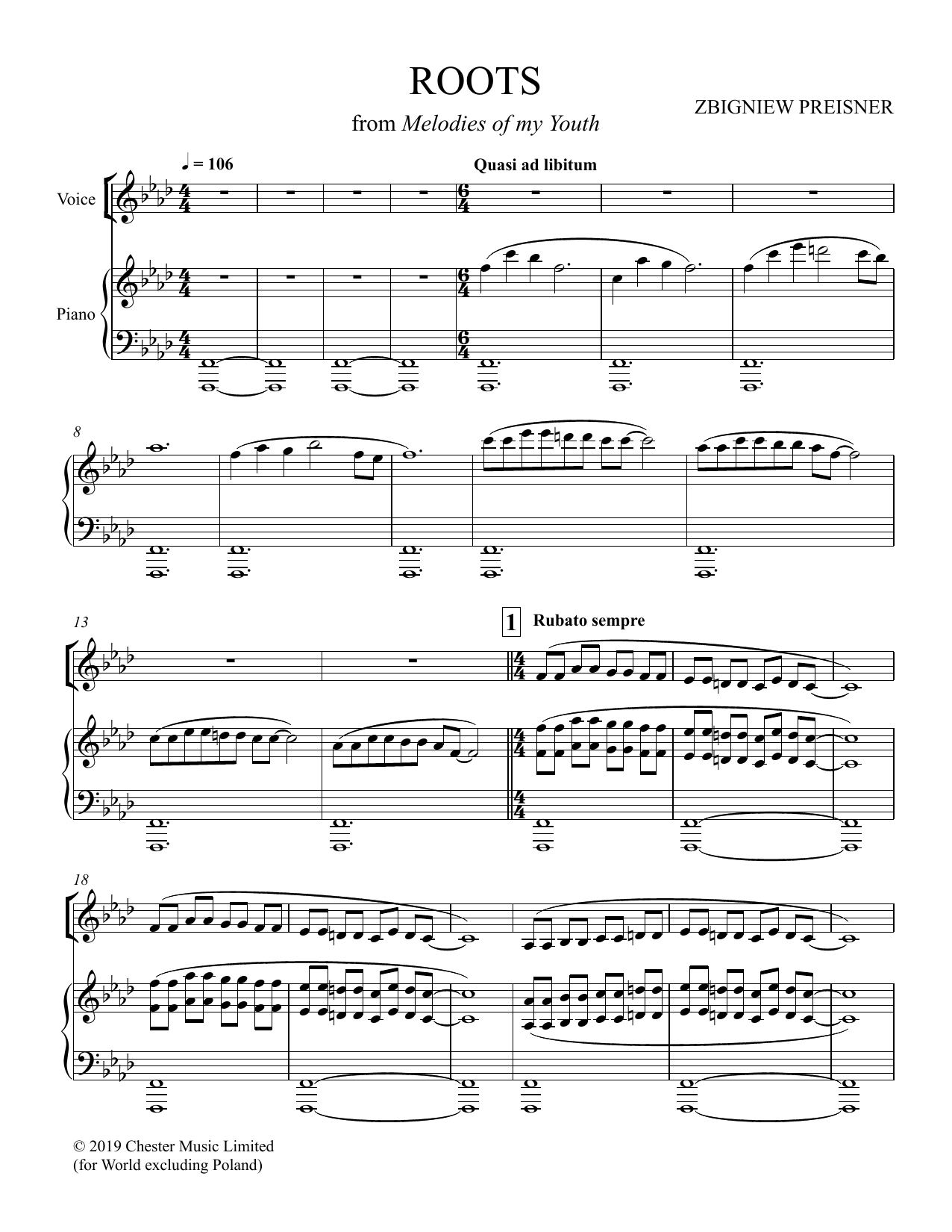 Download Zbigniew Preisner Roots Sheet Music and learn how to play Piano & Vocal PDF digital score in minutes
