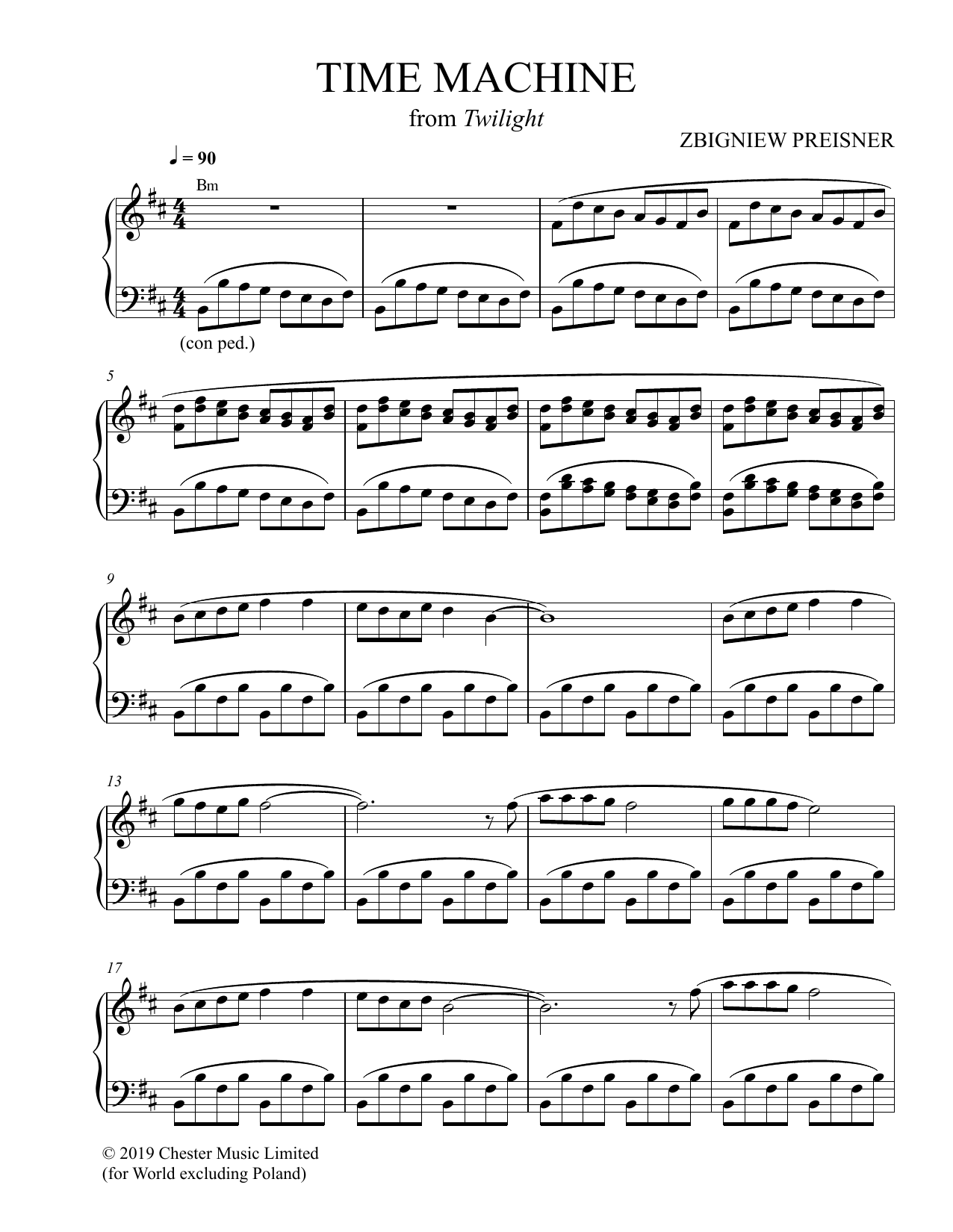 Download Zbigniew Preisner Time Machine Sheet Music and learn how to play Piano Solo PDF digital score in minutes