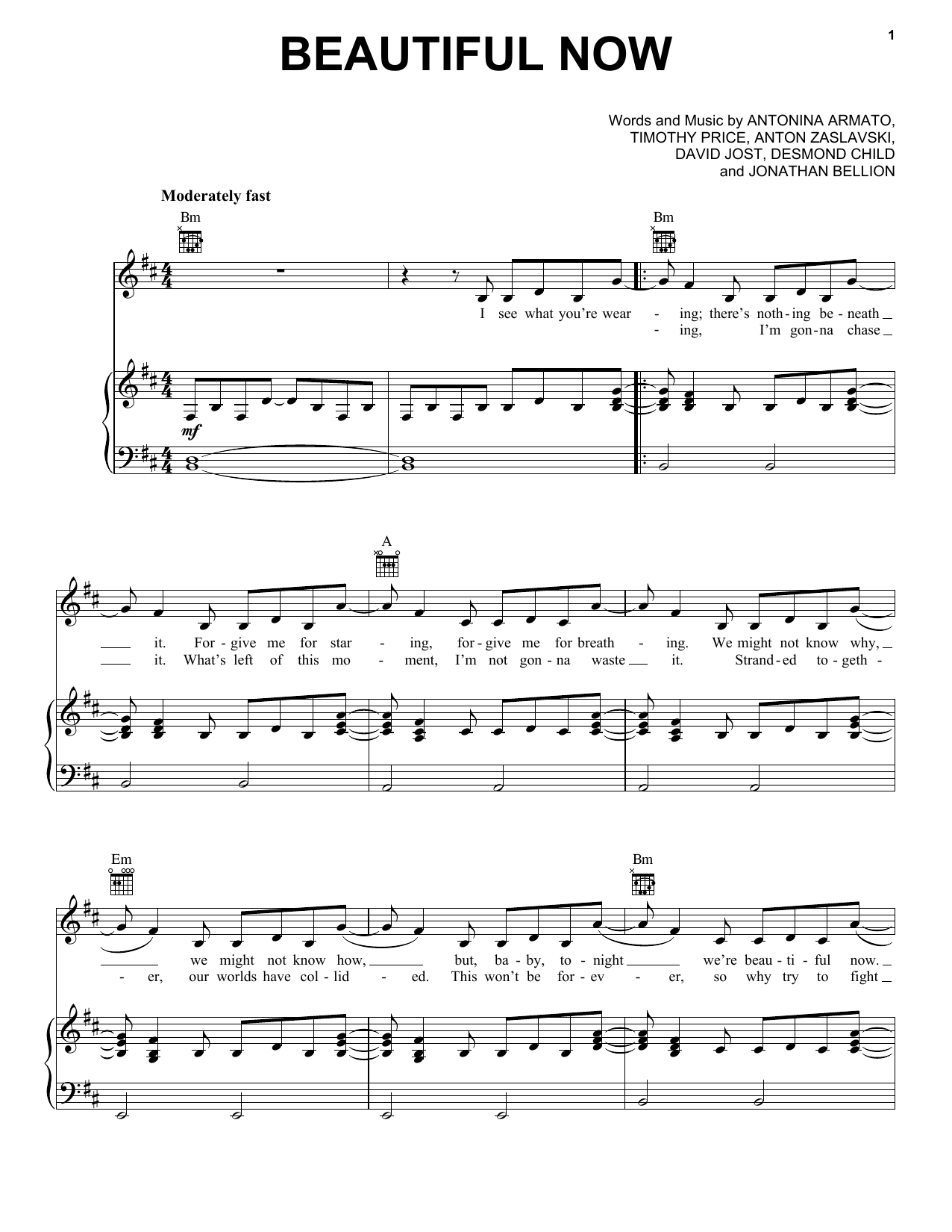Download Zedd Beautiful Now Sheet Music and learn how to play Piano, Vocal & Guitar (Right-Hand Melody) PDF digital score in minutes