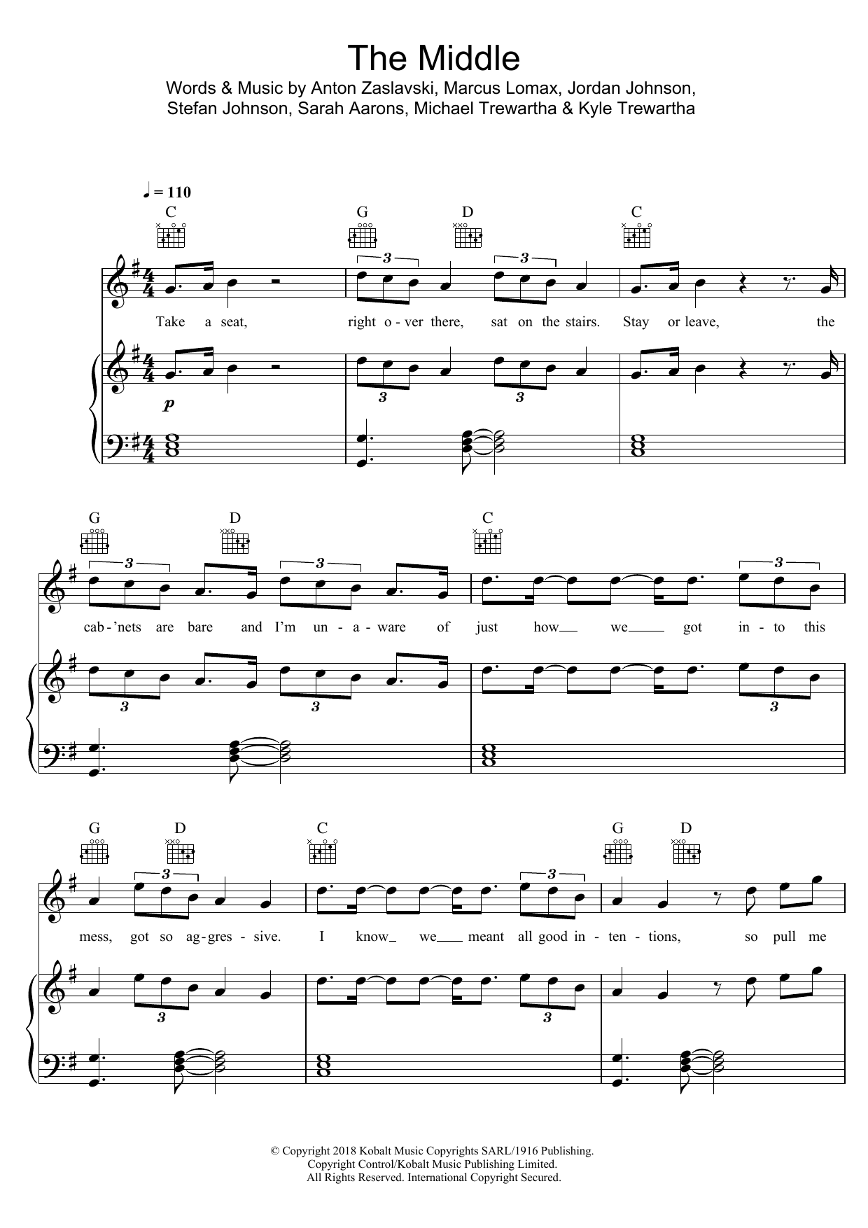 Download Zedd, Maren Morris & Grey The Middle Sheet Music and learn how to play Big Note Piano PDF digital score in minutes