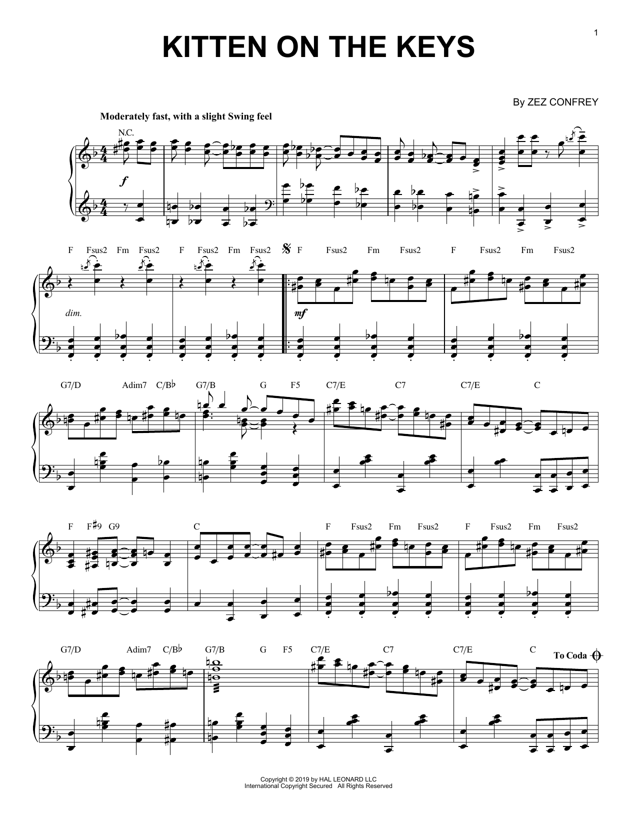 Download Zez Confrey Kitten On The Keys [Jazz version] Sheet Music and learn how to play Piano Solo PDF digital score in minutes