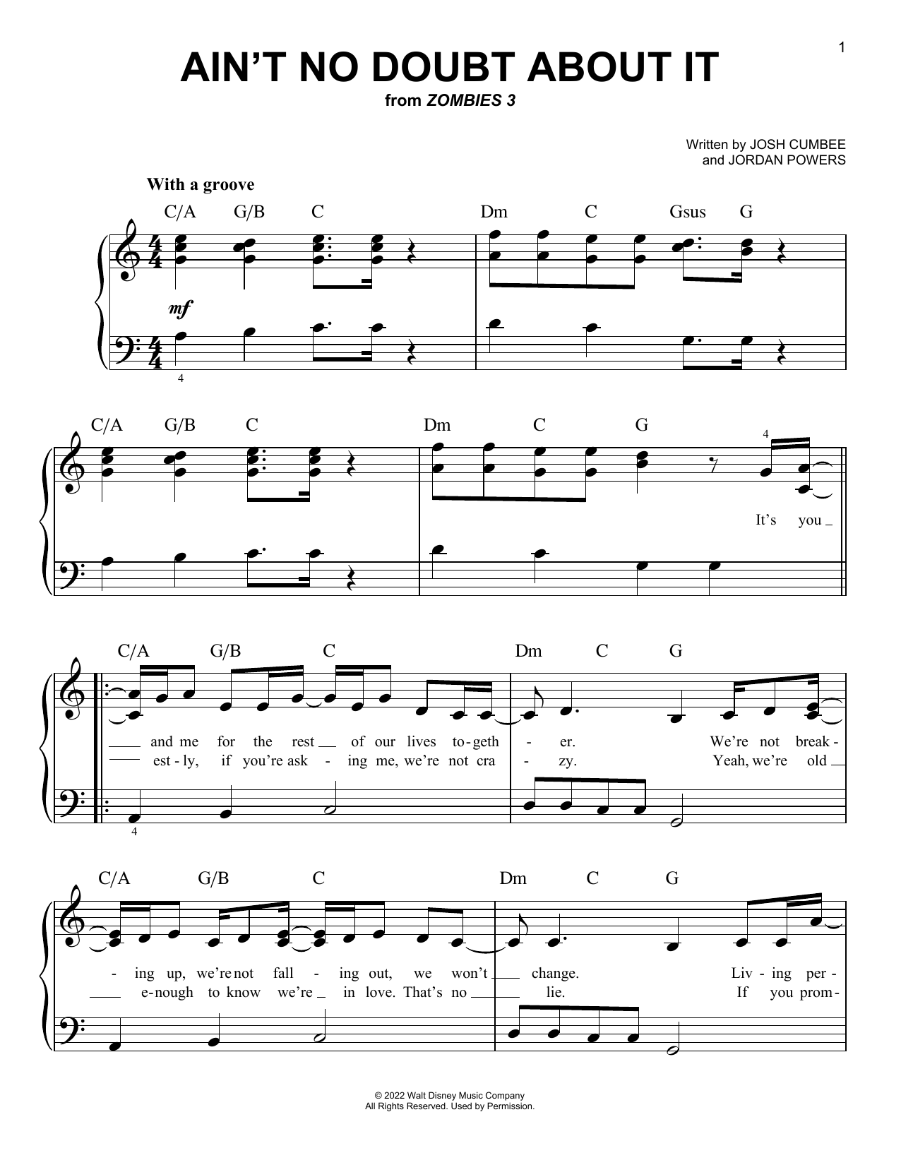 Download Zombies Cast Ain't No Doubt About It (from Disney's Zombies 3) Sheet Music and learn how to play Easy Piano PDF digital score in minutes