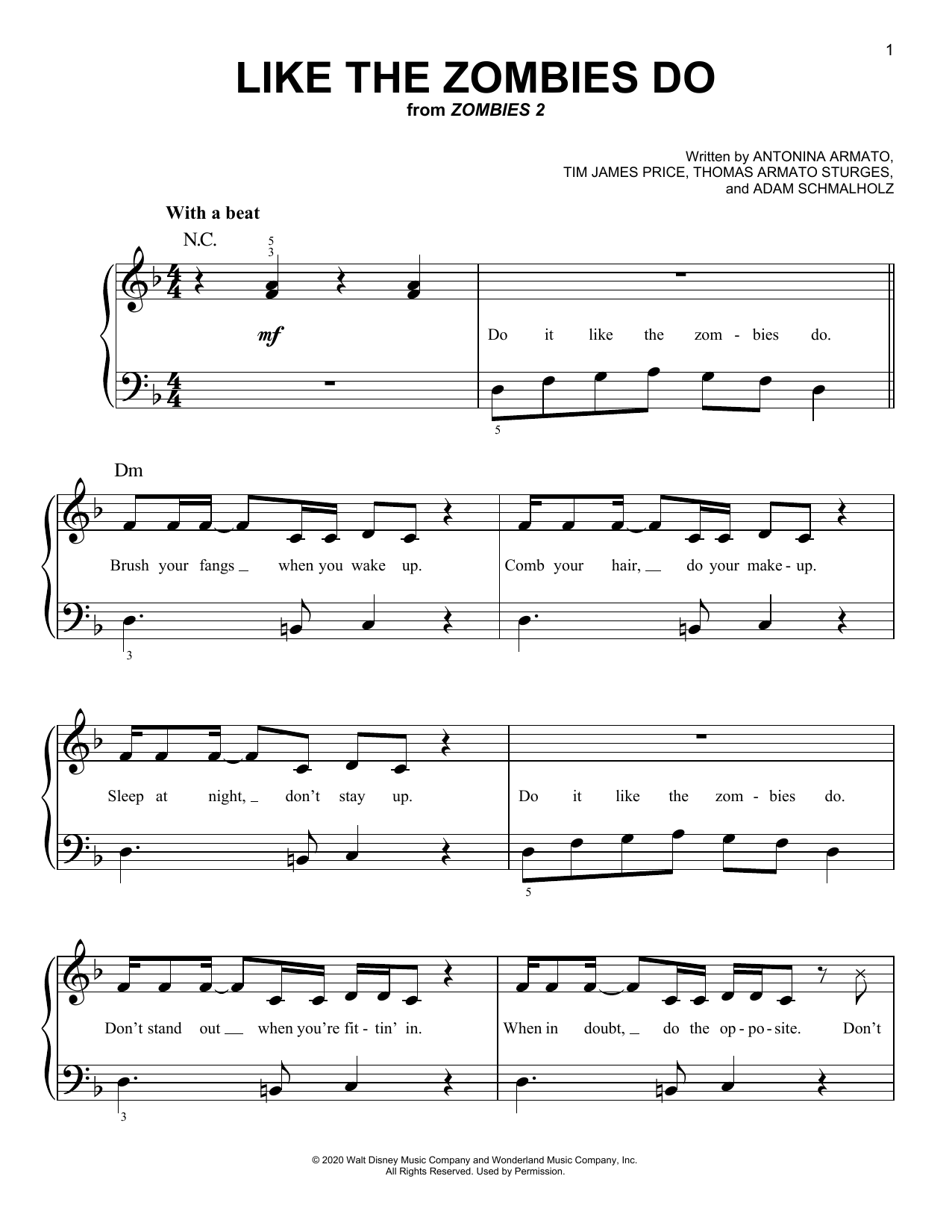 Download Zombies Cast Like The Zombies Do (from Disney's Zombies 2) Sheet Music and learn how to play Easy Piano PDF digital score in minutes