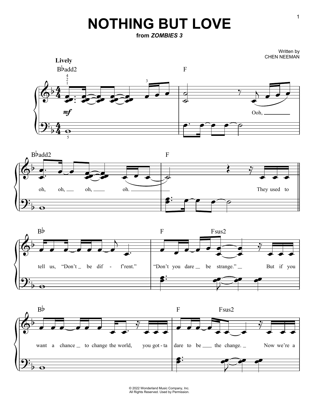 Download Zombies Cast Nothing But Love (from Disney's Zombies 3) Sheet Music and learn how to play Easy Piano PDF digital score in minutes