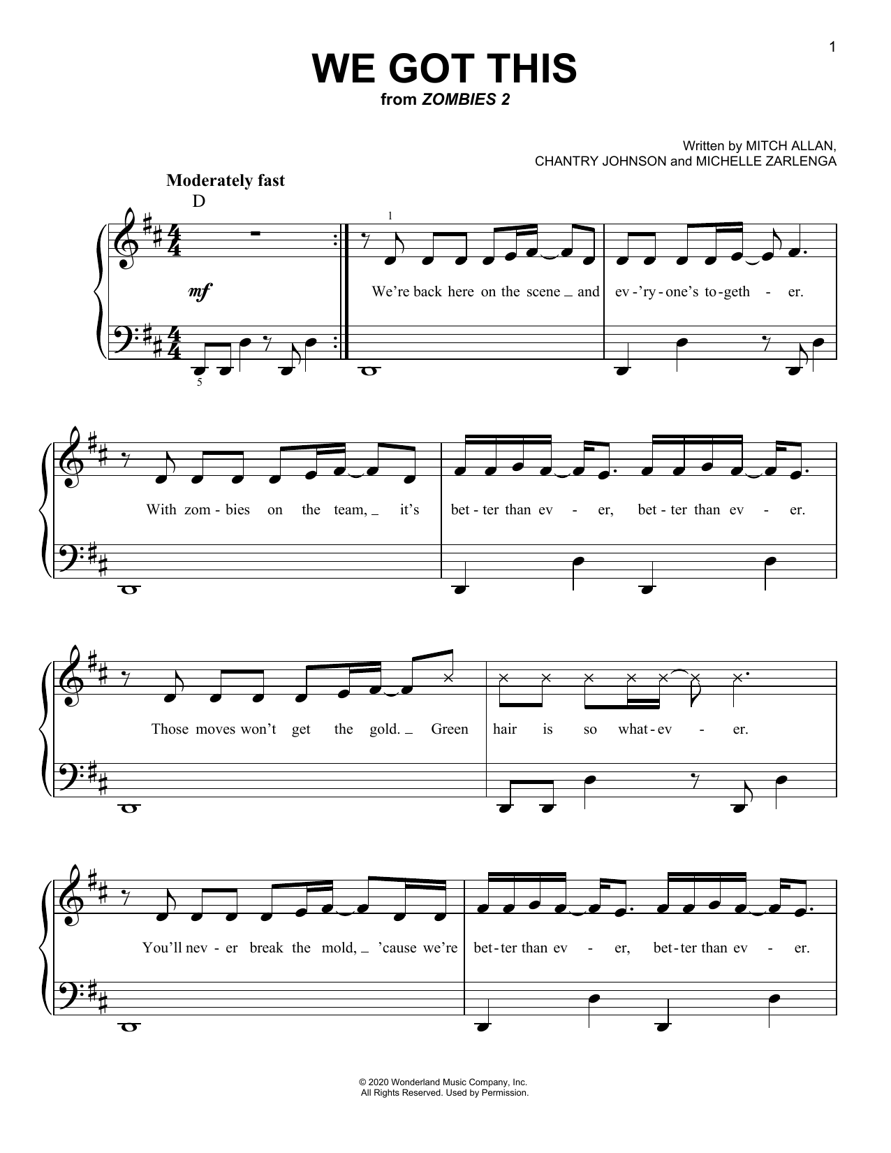 Download Zombies Cast We Got This (from Disney's Zombies 2) Sheet Music and learn how to play Easy Piano PDF digital score in minutes