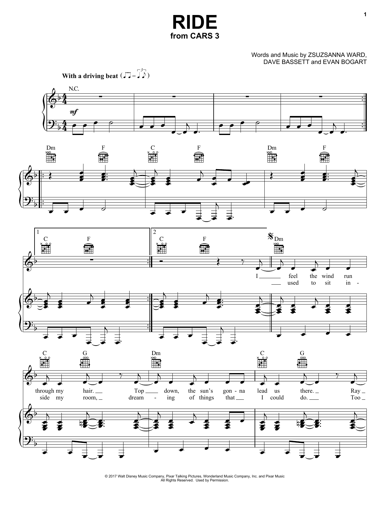 Download ZZ Ward Ride Sheet Music and learn how to play Piano, Vocal & Guitar (Right-Hand Melody) PDF digital score in minutes